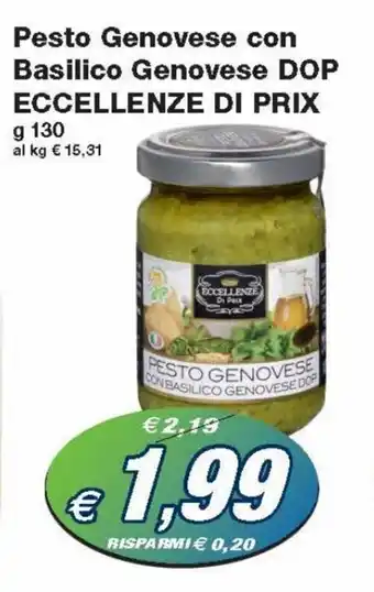 Prix Quality Eccellenze Di Prix Pesto Genovese con Basilico Genovese DOP g 130 offerta