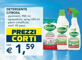 Esselunga Citrosil Detergente Pavimenti 900 Ml/ Sgrassatore Spray 650 Ml/ Panni Umidificati 40 Pezzi offerta