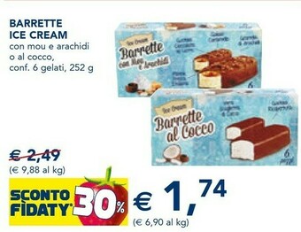 Esselunga Barrette Ice Cream Con Mou E Arachidi/ Al Cocco 252 G offerta