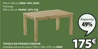 JYSK Tavolo Da Pranzo Vindum offerta