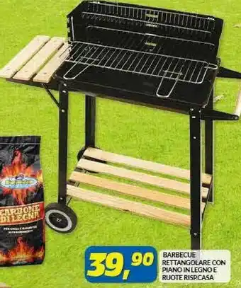 Risparmio Casa Barbecue Rettangolare Con Piano In Legno E Ruote In Legno offerta