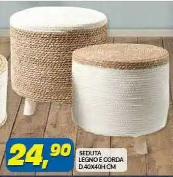 Risparmio Casa Seduta Legno E Corda offerta