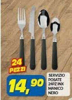 Risparmio Casa Servizio Posate 24pz Inx Manico Nero offerta