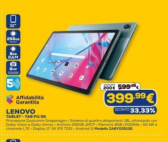 Euronics Lenovo tablet - tab p11 5g offerta
