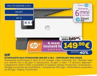 Euronics Hp stampante multifunzione inkjet 4 in 1 - officejet pro offerta