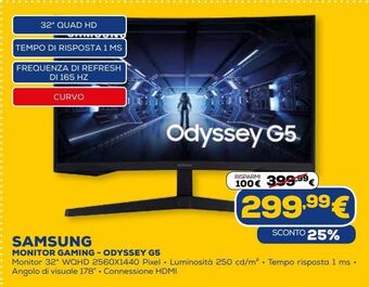 Euronics Samsung monitor gaming - odyssey g5 offerta