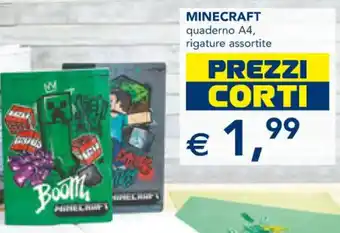 Esselunga Minecraft Quaderno A4 Rigature Assortite offerta