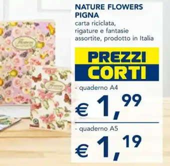 Esselunga Nature Flowers Pigna Crta Riciclita Quaderno A4 offerta
