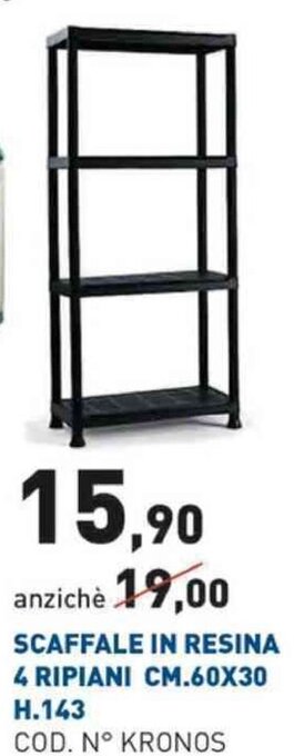 Scaramuzza Scaffale In Resina 4 Ripiani Cm.60x30 H.143 offerta