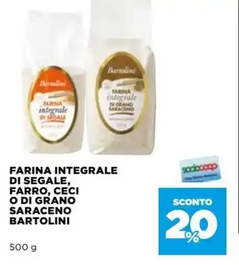 Coop Bartolini Farina Integrale Di Segale, Farro, CECI O Di Grano Saraceno 500 g offerta