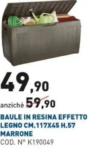 Scaramuzza Baule In Resina Effetto Legno Cm.1117x45 H.57 Marrone offerta