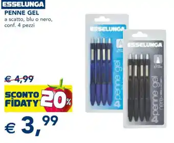 Esselunga Esselunga Penne Gel A Scatto, Blu o Nero, Conf. 4 Pezzi offerta
