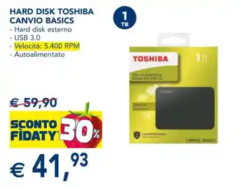 Esselunga Toshiba Hard Disk Canvio Basics 1 TB offerta