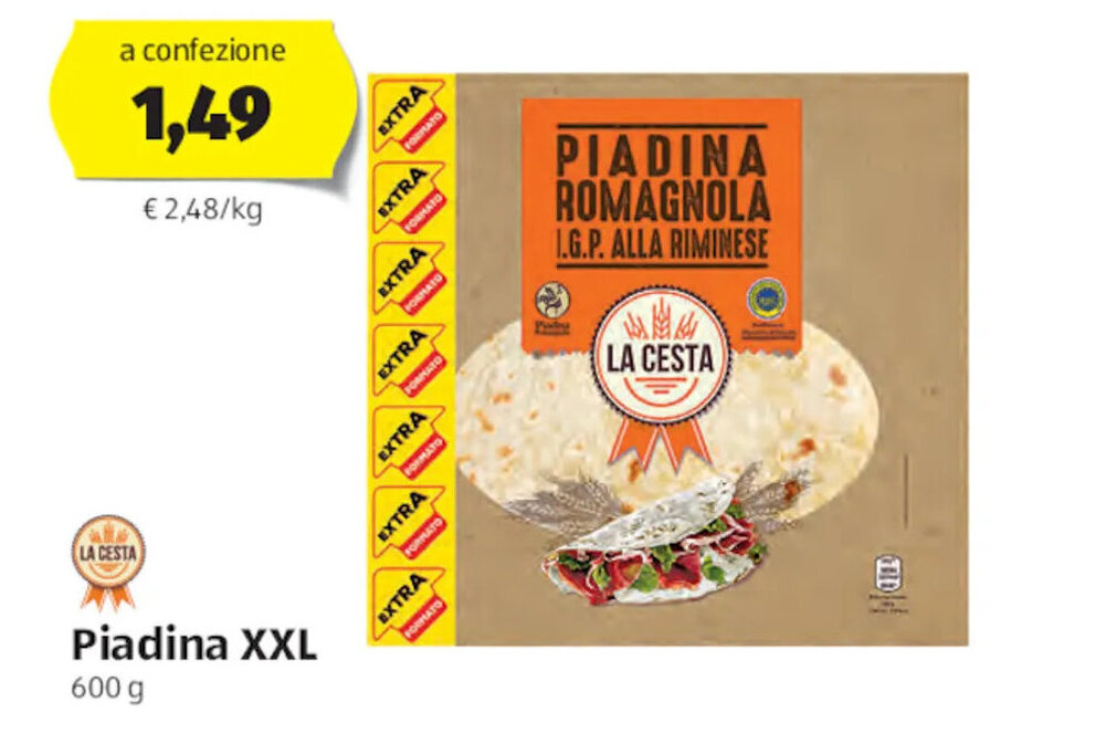 La Cesta Piadina XXL 600 g offerta di ALDI