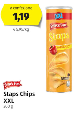 ALDI Snack Fun Staps Chips XXL 200 g offerta