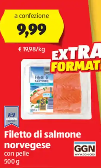 ALDI Filetto di Salmone Norvegese con pelle 500 g offerta