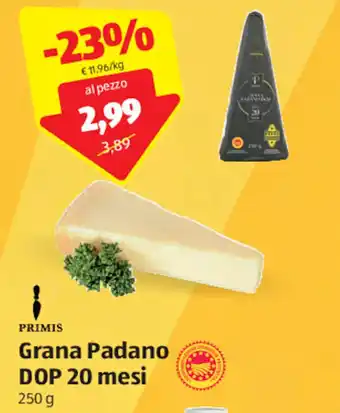ALDI Primis Grana Padano DOP 20 mesi 250 g offerta