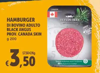 Deco Supermercati Hamburger di Bovino Adulto Black Angus Prov. Canada Skin 200 g offerta