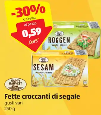 ALDI Happy Harvest Fette croccanti di segale gusti vari 250 g offerta