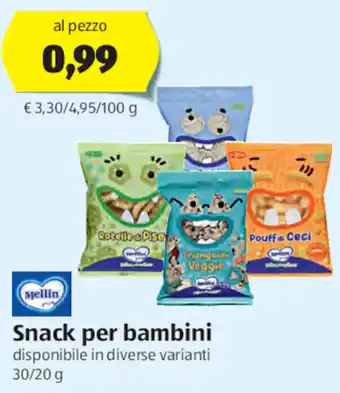 ALDI Mellin Snack Per Bambini Disponibile in Diverse Varianti 30/20 g offerta