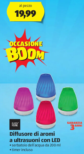 ALDI Easy Home Diffusore di Aromi A Ultrasuoni Con LED offerta