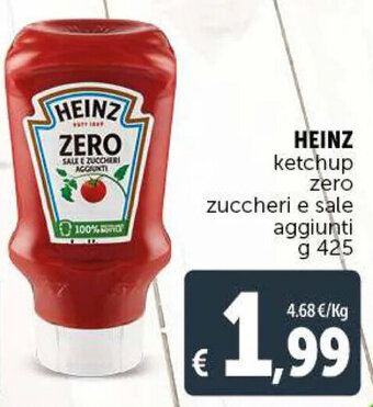 Deco Supermercati Heinz ketchup zero zuccheri e sale aggiunti g 425 offerta