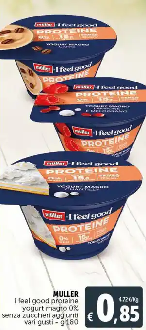Deco Supermercati Muller i feel good proteine yogurt magro 0% senza zuccheri aggiunti vari gusti g 180 offerta