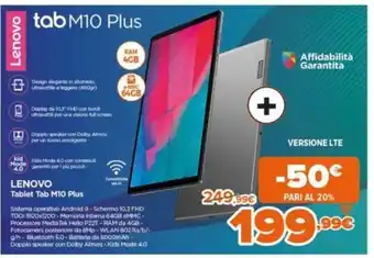 Expert Lenovo Tablet Tab M10 Plus offerta