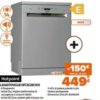 Expert Hotpoint Lavastoviglie HFC3C26CWX offerta