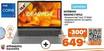 Expert Lenovo Notebook IDEAPAD 3 15ITL6 offerta
