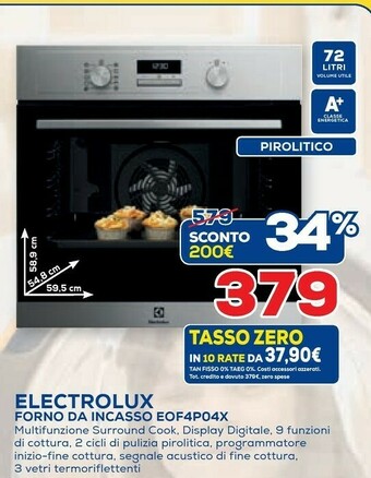 Electrolux EOF4P04X Forno Elettrico 72 L Acciaio Inossidabile A+
