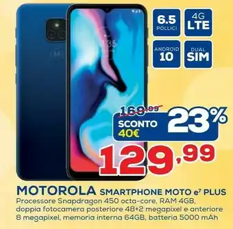 Euronics Motorola Moto E Moto E7 Plus 16,5 Cm (6.5") 4 GB 64 GB Dual SIM Ibrida 4G Arancione Android 10.0 5000 MAh offerta