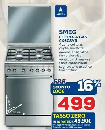 Euronics Smeg CX60SV9 Cucina A Gas offerta