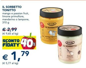 Esselunga Tonitto Limone Primofiore Il Sorbetto 310 G(ml) offerta