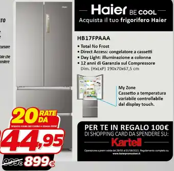 Haier HB17FPAAA Frigorifero Side-by-side Libera Installazione 446 L E Platino, Acciaio Inossidabile