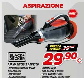 Black & Decker ADV1200 Aspiratore Portatile Senza Sacchetto Grigio, Rosso
