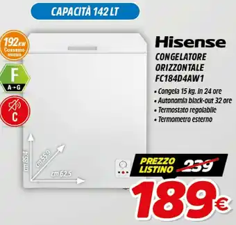 Fiducia & Convenienza Hisense FC184D4AW1 Congelatore offerta