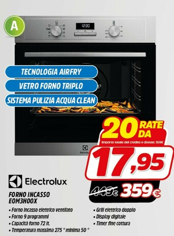 Electrolux EOM3H00X Forno Elettrico 72 L 2790 W Acciaio Inossidabile A