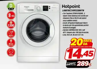 Hotpoint NFR328W IT N Lavatrice Libera Installazione Caricamento Frontale Bianco 8 Kg 1200 Giri/min A+++