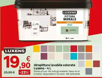 Leroy Merlin Idropittura Lavabile Colorata Luxens - 4 L offerta