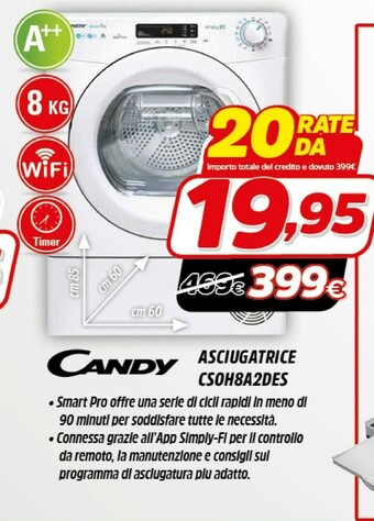 Fiducia & Convenienza Candy CS H8A2DE-S Libera Installazione Caricamento Frontale Bianco 8 Kg A++ offerta