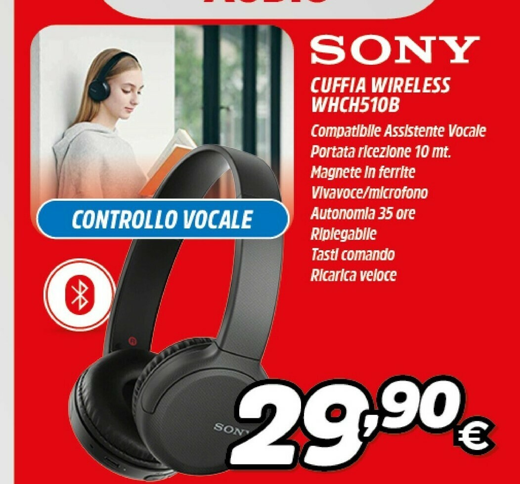 Sony WH-CH510 Cuffia Padiglione Auricolare Nero offerta di Fiducia \u0026  Convenienza