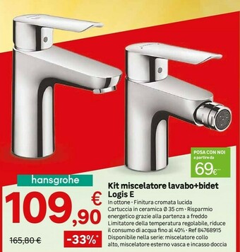 Leroy Merlin Kit Miscelatore Lavabo+bidet Logis E offerta
