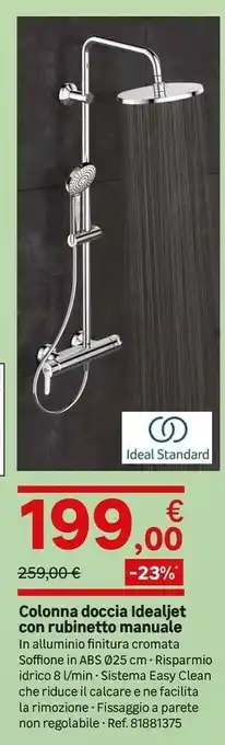 Leroy Merlin Ideal standard Colonna Doccia Idealjet Con Rubinetto Manuale offerta