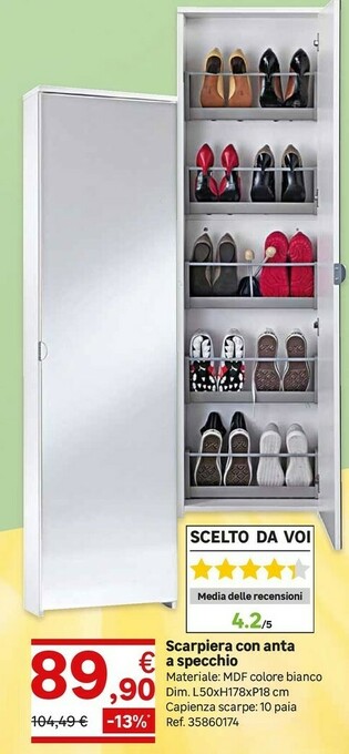 Scarpiera Con Anta A Specchio
