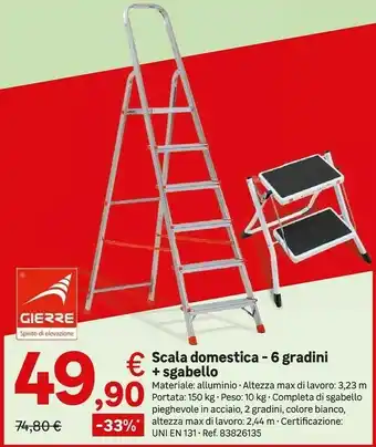 Leroy Merlin Gierre Scala Domestica - 6 Gradini + Sgabello offerta