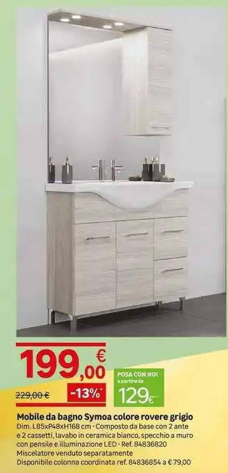 Leroy Merlin Mobile Da Bagno Symoa Colore Rovere Grigio offerta