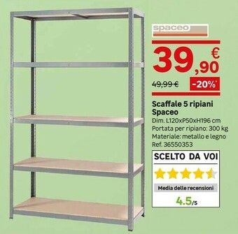 Leroy Merlin Scaffale 5 Ripiani Spaceo offerta
