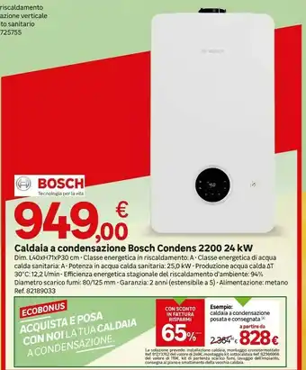 Leroy Merlin Bosch Caldaia A Condensazione Condens 2200 24 KW offerta
