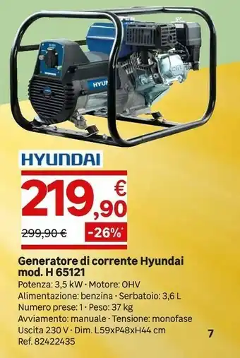 3 cuochi Generatore Di Corrente Hyundai Mod. H 65121